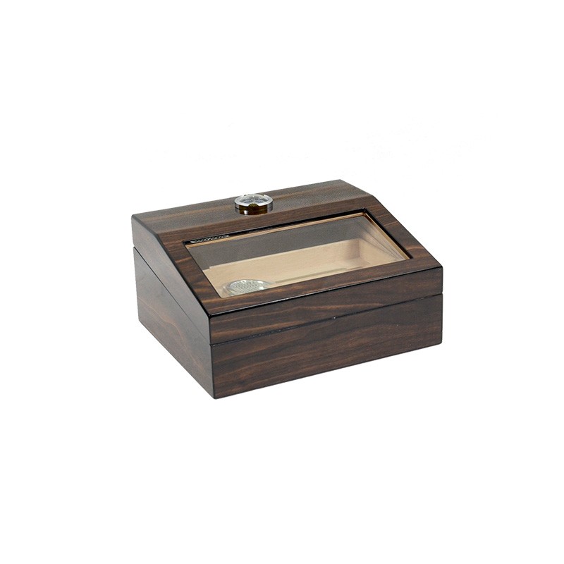 HUMIDOR LUBINSKI NOCE LUCIDO CON VETRO