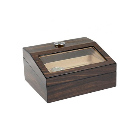 HUMIDOR LUBINSKI NOCE LUCIDO CON VETRO