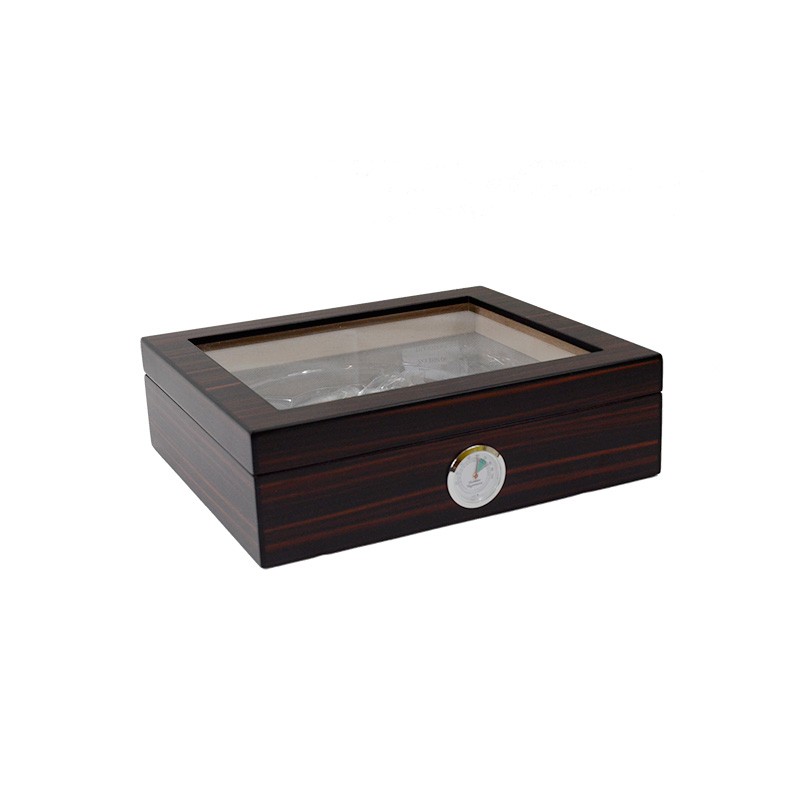 HUMIDOR LUBINSKI CON SET CIGAR EBANO MATT CON VETRO