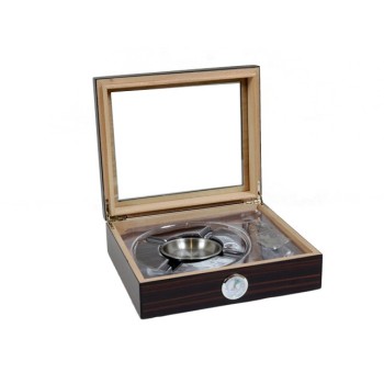 HUMIDOR LUBINSKI CON SET CIGAR EBANO MATT CON VETRO