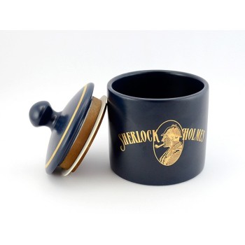 VASO PORTATABACCO LUBINSKI SHERLOCK HOLMES CILINDRICO PICCOLO CERAMICA BLU MATT