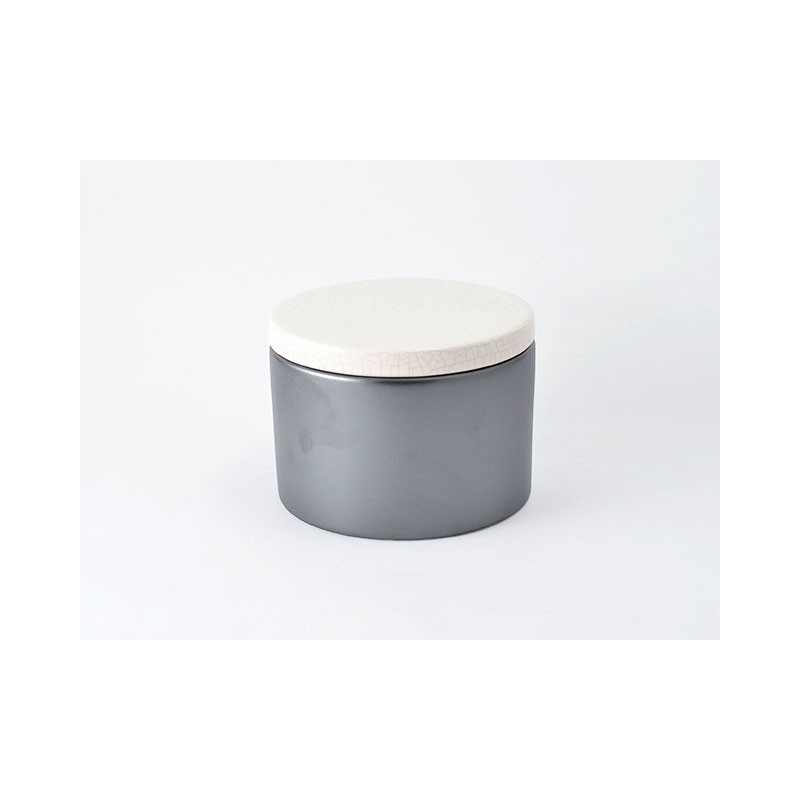 VASO PORTATABACCO LUBINSKI 100 g IN CERAMICA GRIGIA/BIANCO