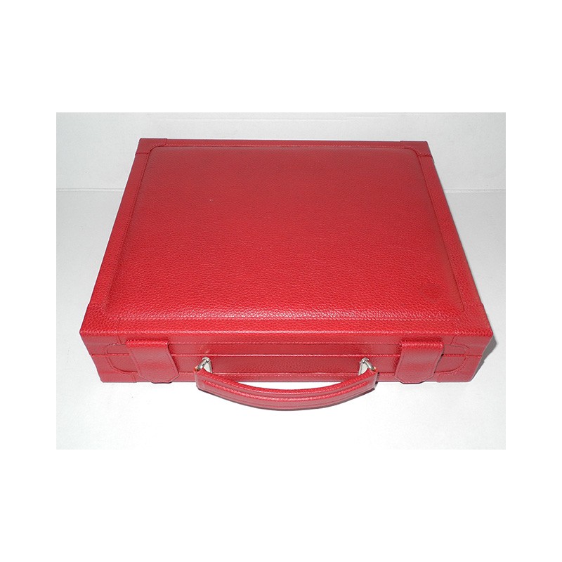 HUMIDOR DA VIAGGIO CARTUJANO CON MANIGLIA PELLE MARTELLATA ROSSO RUBINO