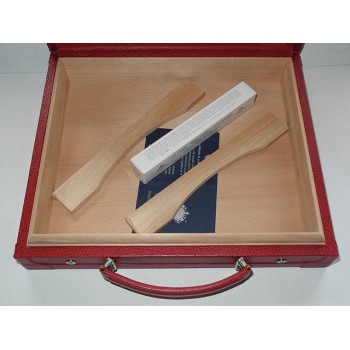 HUMIDOR DA VIAGGIO CARTUJANO CON MANIGLIA PELLE MARTELLATA ROSSO RUBINO