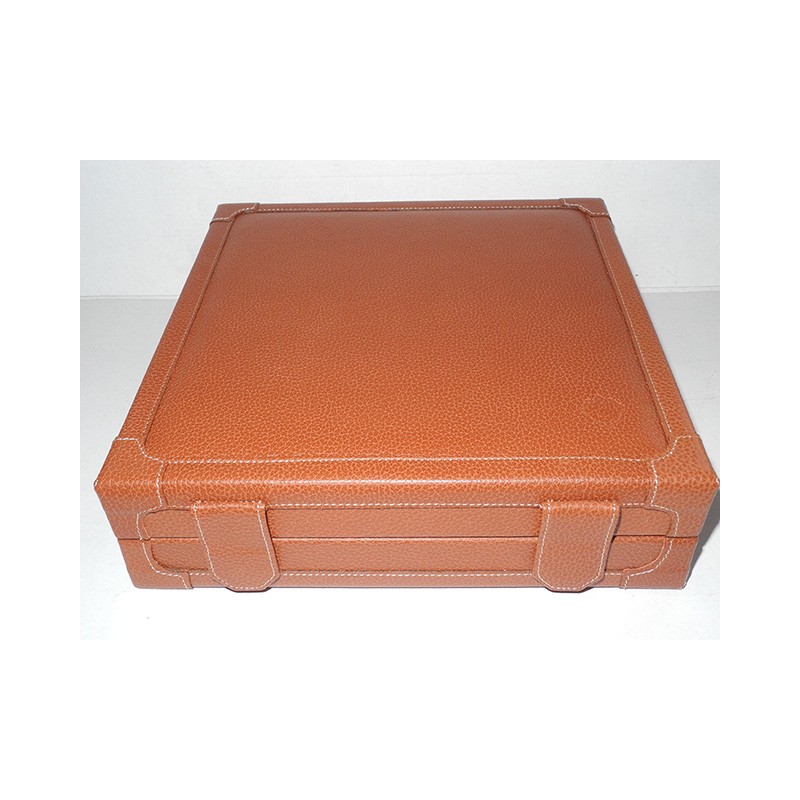 HUMIDOR DA VIAGGIO CARTUJANO PELLE MARTELLATA COLOR CUOIO