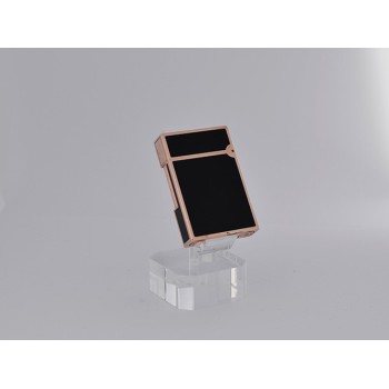 ACCENDINO DUPONT LINEA 2 SMALL LACCA DI CINA NERA - FINITURE ORO ROSA