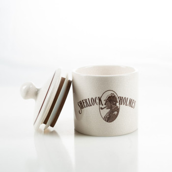 VASO PORTATABACCO LUBINSKI SHERLOCK HOLMES CILINDRICO PICCOLO CERAMICA BIANCA CRAQUELÉ