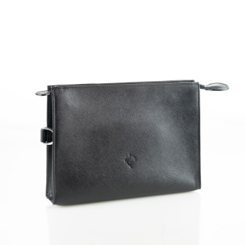 POCHETTE PORTASIGARI CARTUJANO CON PORTA-ACCESSORI ESTRAIBILE NERO SAFFIANO