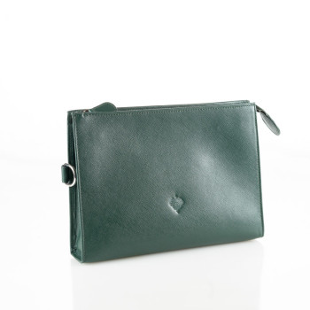 POCHETTE PORTASIGARI CARTUJANO CON PORTA-ACCESSORI ESTRAIBILE VERDE SAFFIANO